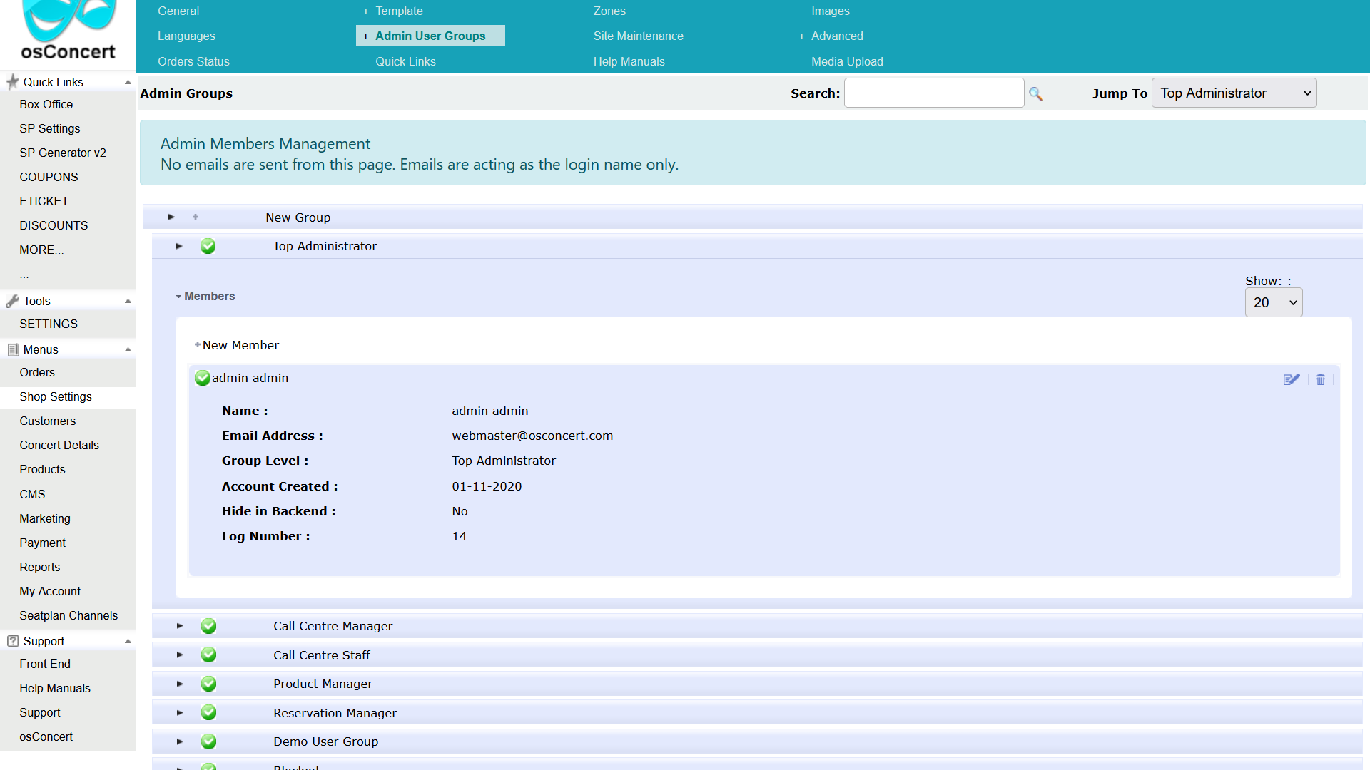 Admin Groups